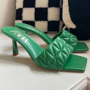 ZARA HEELED QUILTED SANDALS